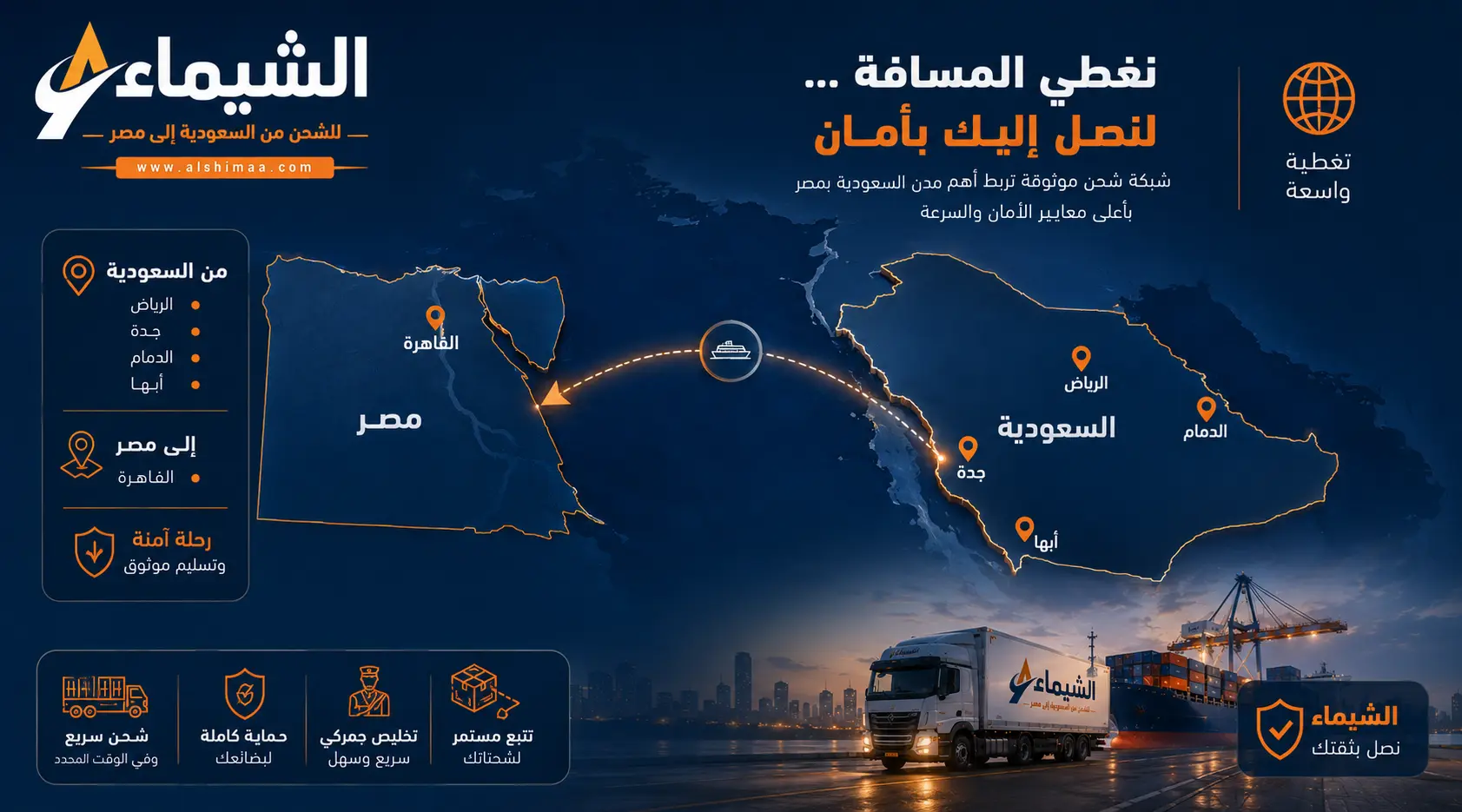 خريطة تغطية الشيماء للشحن
